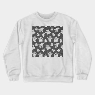 Black and White Vintage Kawaii Ghost Pattern Crewneck Sweatshirt